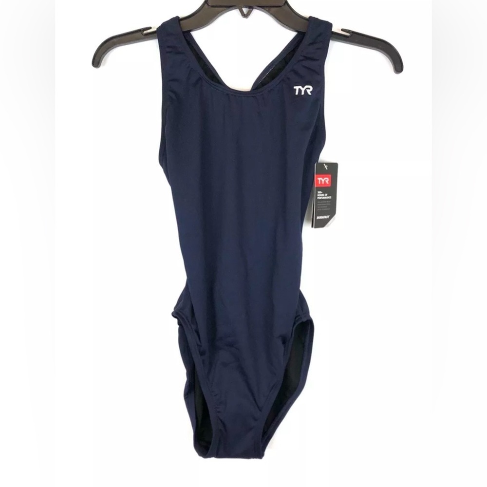 TYR, Women’s Solid Maxfit One Piece Navy Blue Swimsuit, Size 34